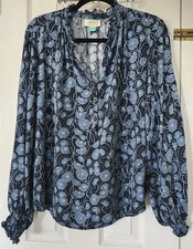 Maeve by Anthropologie Blue Floral Long Sleeve Colette Peasant Blouse Size 1X  picture