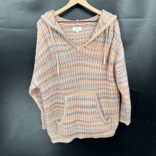 Aerie pastel chunky knit pullover hoodie sweater boho beachy california girl M picture