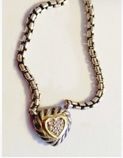 David Yurman 18K Gold & Sterling Silver  Diamond Heart  Cookie 16