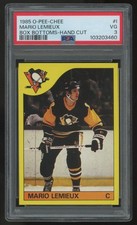 1985-86 O-Pee-Chee Mario Lemieux Box Bottoms-Hand Cut #I PSA 3 picture