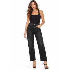Pistola Lexi Silver Screen Rhinestone Straight Leg Jeans Black 28 NWT picture