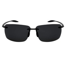MAUI - Rimless TR90 Thin Sports Wrap Sunglasses Matte Black Smoke Polarized picture
