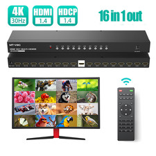 MT-VIKI 16 Port HDMI Multiviewer Seamless 4K@30Hz w/IR Remote for PS4/PS5/Camera picture