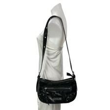 Guess Dementri Women's Black Faux Leather Vegan Studded Shoulder Bag Size OS picture