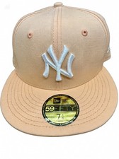 New Era 59FIFTY New York Yankees MLB Beige Fitted Cap Hat Size 7 1/4 picture