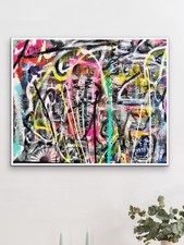 Framed Original Abstract Painting Acrylic On Canvas Signed By Artist 24x20 picture