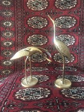 VTG Leonard Solid Brass MCM Crane Heron bird set decor korea picture