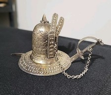Antique 1895 Figural Chamberstick and Snuffer Helmet Saber Dutch 833 Silver  picture