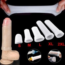 2PCS Set Penis Silicone Sleeve for Extender Stretcher Max Vacuum Enlargement USA picture