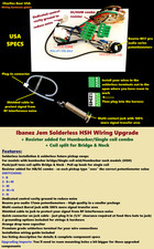 Ibanez Jem Solderless HSH Wiring Upgrade +HB/SC Balance resistor +Coil split B+N picture