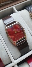 Vintage 1980s Seiko Dolce 6030 Tungsten Carbide- Repainted Red Dial- Mens Watch picture