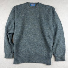 Vintage Pendleton Shetland Wool Sweater Men Medium Blue Green Crewneck Fisherman picture