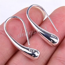 Genuine 925 Sterling Silver Elongated Teardrop Drop Charm 1