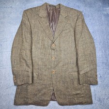 Vintage Ermenegildo Zegna Sport Coat Men's 44R Brown 100% Silk Blazer Jacket Ivy picture