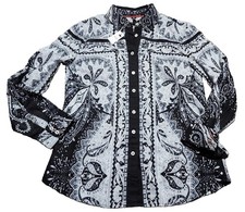 NWT TALBOTS Paisley Long Sleeve Button Up Shirt Top Blouse-Petite picture