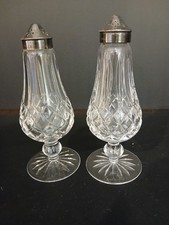 Vintage Waterford Crystal Lismore Footed Salt Pepper Shakers Set 6.25