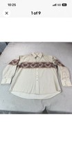 Vintage Wrangler Shirt Mens Large Aztec Geometric Western Pearl Snap Southwest picture