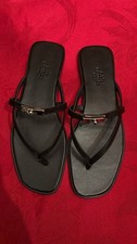 Hermès Black Leather Thong Sandals w/ Logo Accent Women’s EU 38 picture
