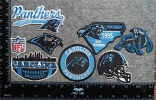 LOT OF 8 CAROLINA  PANTHERS IRON ON EMBROIDERED PATCHES  GET EVERYTHING IN PHOTO picture