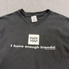 Vintage 1993 Dont Panic T-Shirt  F You I Have Enough Friends Mens Medium Black picture