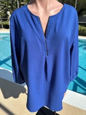 Macdougal and Houston Blue long sleeve Blouse shirt XL picture