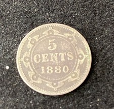1880 Newfoundland 5 Cents 0.9250 Silver ASW 0.035 Oz  picture