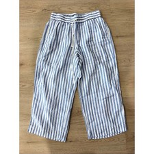 J.Crew Soleil pant in striped linen Blue & White Wide Leg Pants Small picture