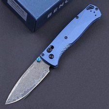 Custom Blue Damascus Steel Blade Light Weight Axis Lock Pocket Folding Knife picture