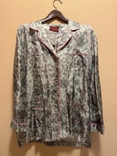 New Gucci GG Supreme Logo Floral Silk Pajamas Sleepwear Green Pink Size 44 US L picture