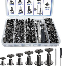 120PCS Chicago Screws for Leather Carbon Steel for Leather Repair 6 Sizes... picture