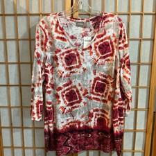 NWT Chico’s Geometric Bling Raychel Tunic Top 3/4 Sleeve Size 3 NEW picture