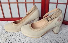 Axes Femme Cream Platform Ankle Strap Heel Size L (Women's Size 7) Japan Rose picture