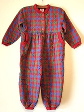 VTG Hanna Andersson Plaid Quilted Romper Jumpsuit 90cm 3T 1990s Red Blue Green picture