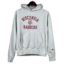Champion Reverse Weave Mid-2000s Hoodie Mens M Gray Wisconsin Badgers Madison picture