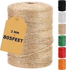 805FT Natural Jute Twine String, Bulk Hemp Jute Rope Cord for Crafts Gardening picture
