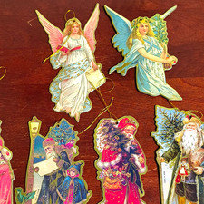 Vintage Style Paper Hanging Christmas Ornaments Angels Multicolor Taiwan picture