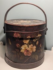 Antique 19th Century Firkin  Bentwood Barrel Original Paint Folk Art  Primitive picture