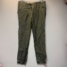 J.Crew Bowery Pants Mens 34x34 Olive Green Excellent Herringbone Dress Trousers picture