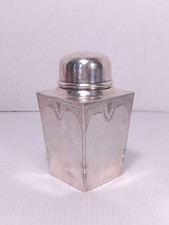 Rare Atq Merril Shops American Art Deco Era Hammered Sterling Silver Tea Caddy picture