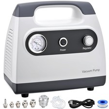 Lab Vacuum Pump 15 L/Min Adjustable Oilless Diaphragm Pump with Vacuum Meter picture