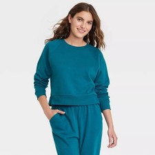 Colsie Fleece Lounge Sweatshirt Womens Medium Long Sleeve Blue picture