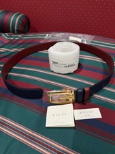 Men's Gucci Reversible Navy Blue / Burgundy Leather Belt - $225 OR BEST OFFER picture
