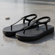 Melissa Sun Venice Black Platform T-Strap Slingback Vegan Sandals Womens 8 picture