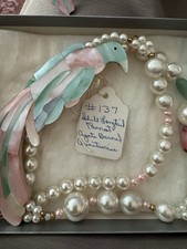 VTG 1980s Eve Lynn Designs Mother of Pearl Inlay Parrot Necklace & Earrings NOS picture