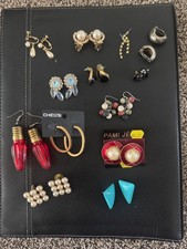 Vintage Costume Jewelry Earring Lot 13 Pairs Monet Chico's Clip & Pierced picture