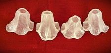 Set of 4 Vintage French  Satin Floral Glass Lamp Shade/Globes picture