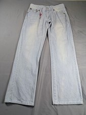 Vintage True Religion Jeans Mens 32x32 Blue Light Made USA Whiskers Billy SuperT picture