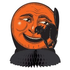 Beistle Vintage Style Halloween Black Cat and Moon Tissue Centerpiece picture