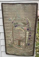 Antique French Handmade Tapestry Wall Hanging Traditional Décor Sampler Nice picture
