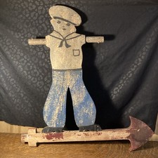Antique Folk Art Nantucket Sailor Boy Whirligig 19Th Century Original Paint picture